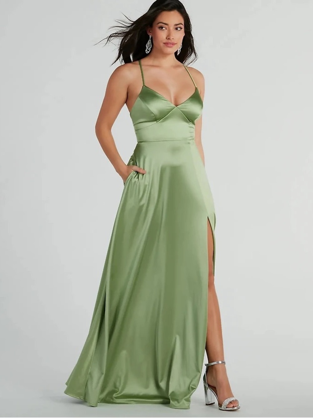 Windsor Vienna Lace-Up Satin A-Line Formal Dress